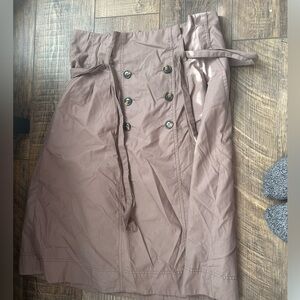 H&M Taupe A-Line Skirt with Button Detail